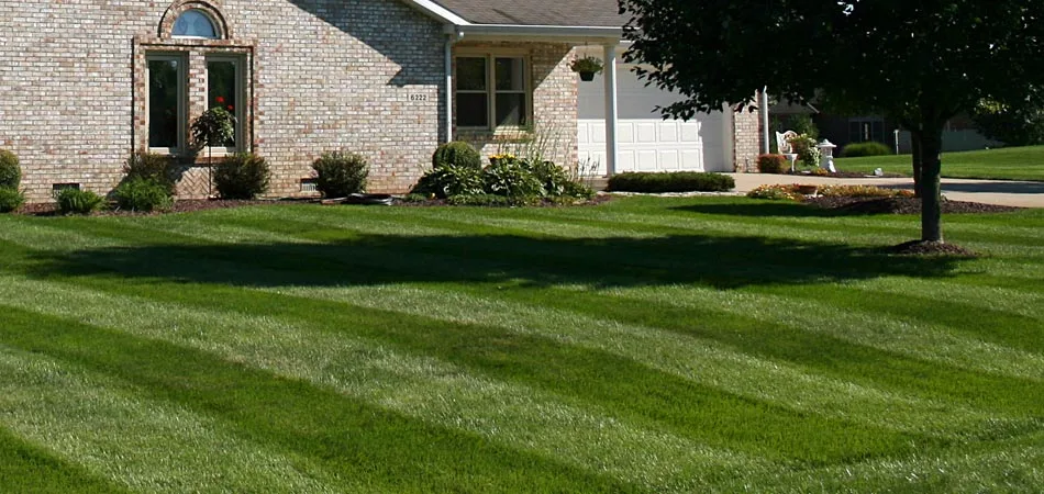 Our team of professionals mow this lawn on a regular basis at a home in Clive, IA.