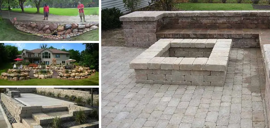 Perfect examples of some of the retaining walls and seating walls A+ Lawn & Landscape has built in West Des Moines.