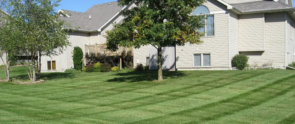 Residential property in Cambridge, IA, that was recently mowed.