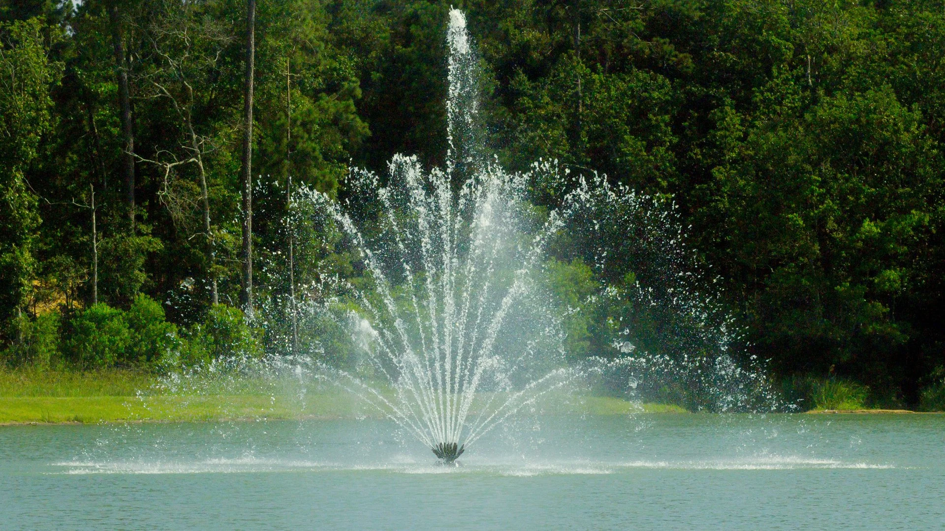 A beautiful rock waterfall professionally installed by our skilled employees at a home in West Des Moines, IA.