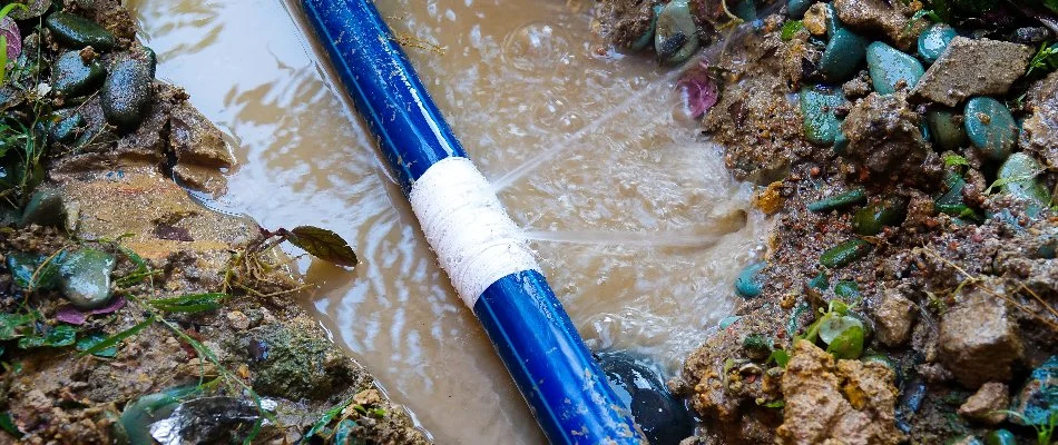 Irrigation system in Des Moines, IA, with a cracked water line.