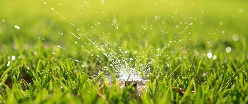 Irrigation sprinkler head in Des Moines, IA, with low water pressure.