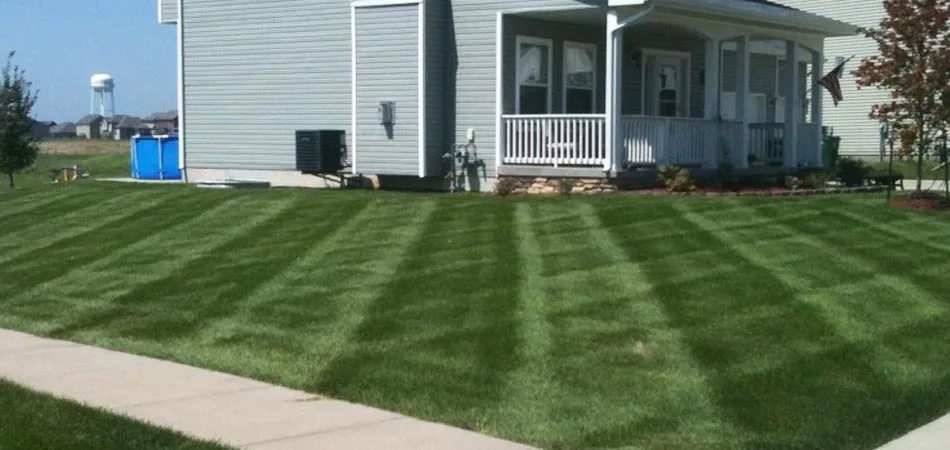 Residential lawn mowing services recently performed in Urbandale, IA.