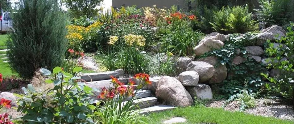 Landscaping with colorful plants and flowers in Des Moines, IA.