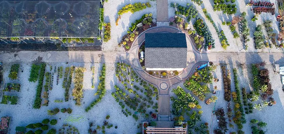Overhead view of the A+ Lawn & Landscape Garden Center now open for the new season!