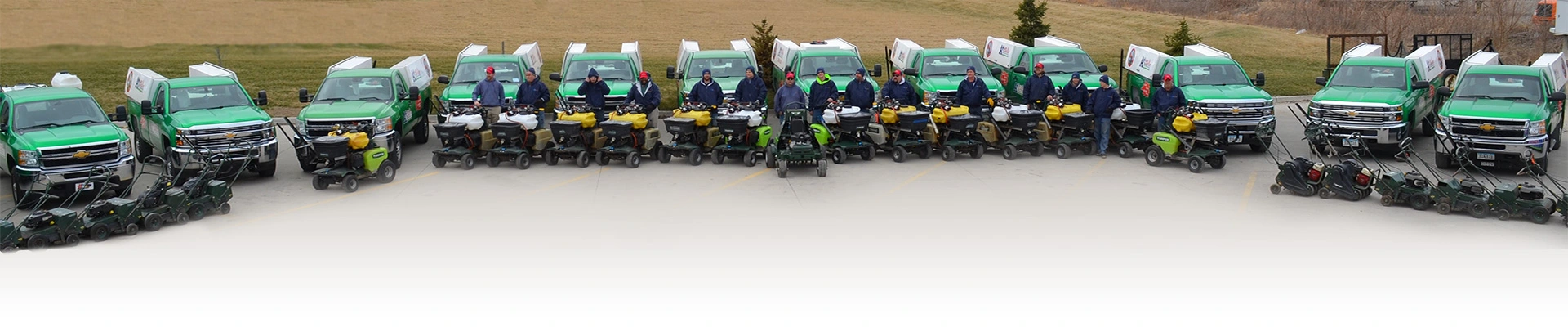Some of our team and lawn care equipment.